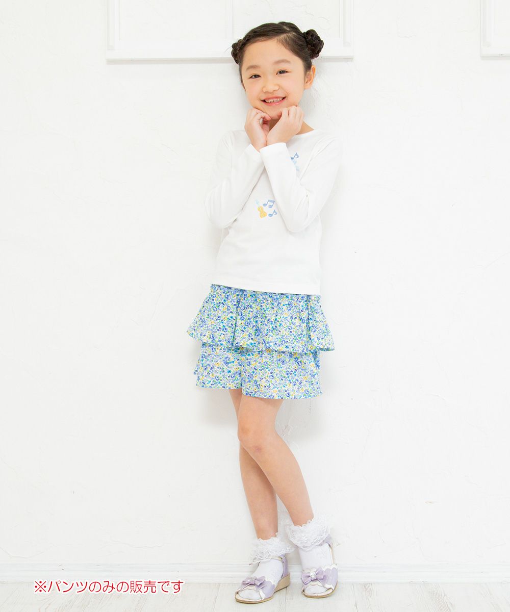 Children's clothing girl flower pattern frillecurot pants blue (61) model image 3