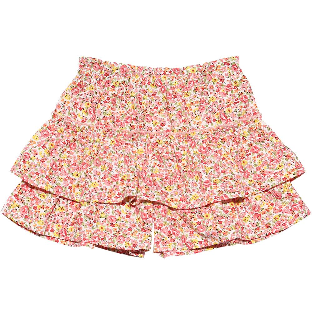 Baby Clothing Girl Baby Size Flower Pattern Frill Curot Pants Pink (02) Front