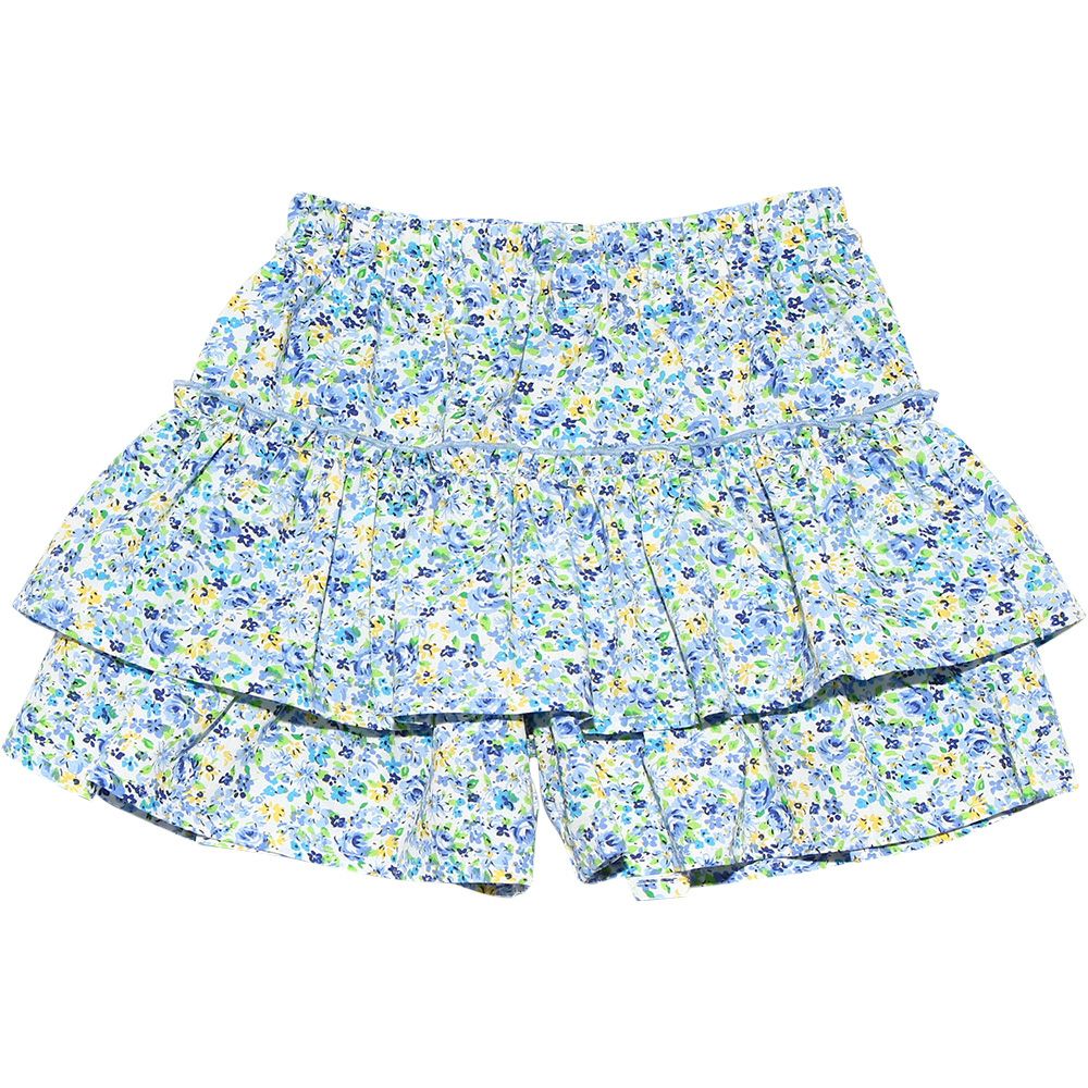 Baby Clothes Girl Baby Size Flower Pattern Frill Curot Pants Blue (61)
