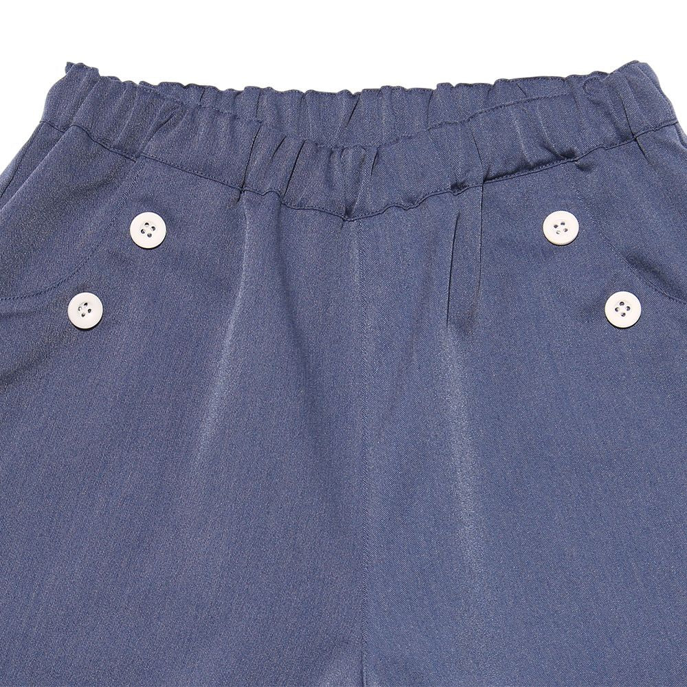 Children's clothing girl decoration button Pocket three-quarter length Gaucho pants navy (06) Design point 1