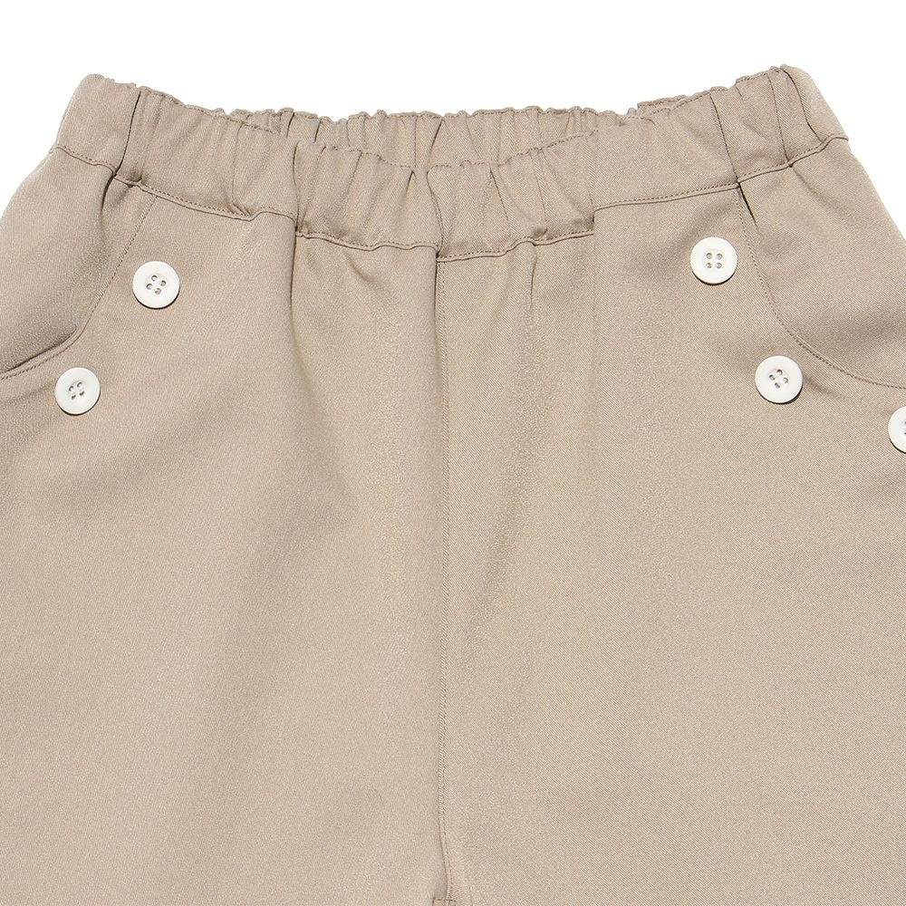 Children's clothing girl decoration button Pocket with button three-quarter length gaucho pants beige (51) Design point 1