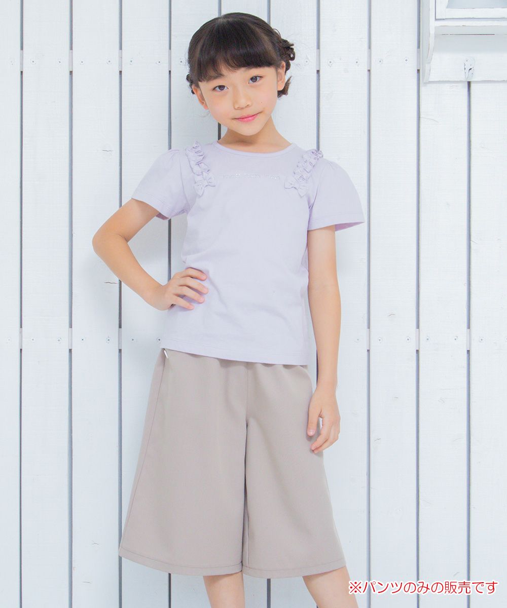 Children's clothing girl decoration button Pocket three-quarter length gaucho pants beige (51) model image 3