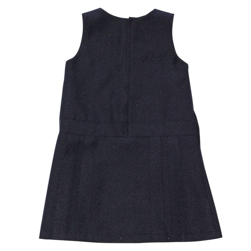 Japanese waist switching tack dress Navy back