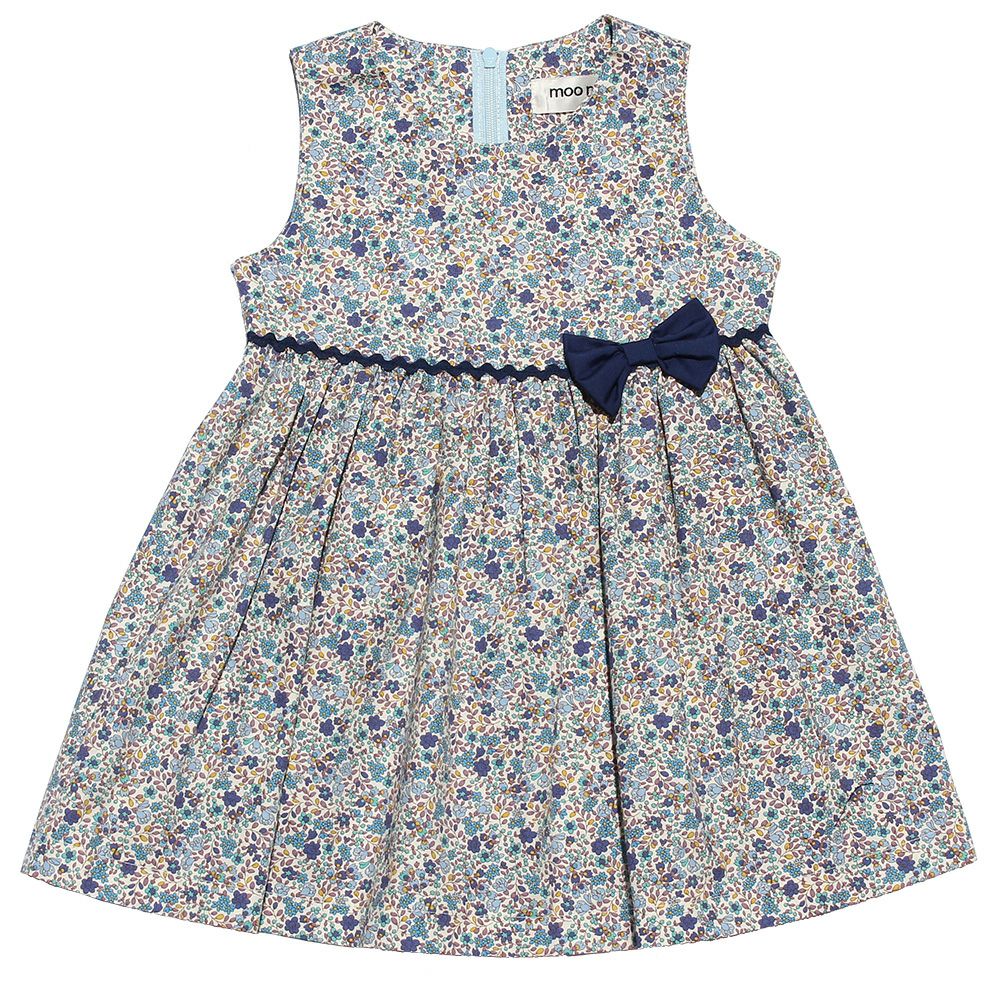 Baby Clothing Girl Baby Size Japan 100 % Small Flower Pattern One Piece Blue (61) Front