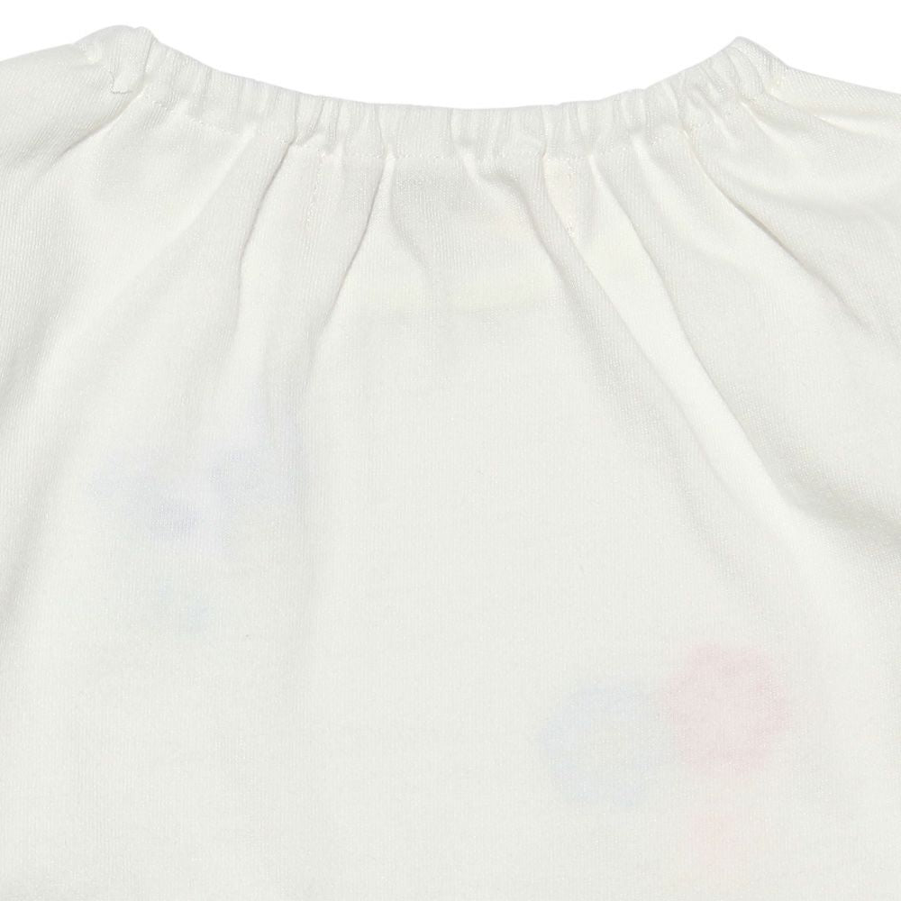 Baby clothes girl baby size 100 % cotton note & flower motif T -shirt off -white (11) Design point 2
