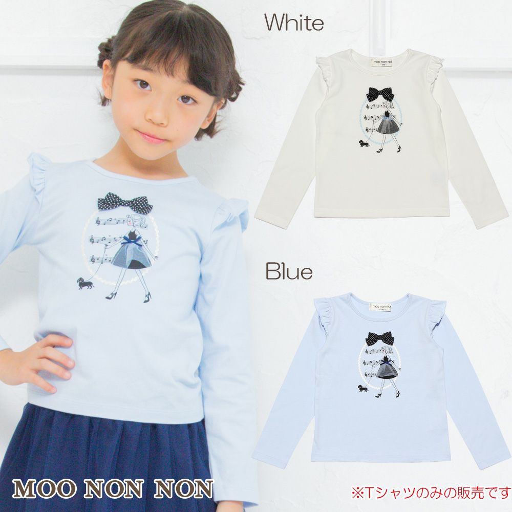 Children's clothing girl 100 % Cotton Girl Print Ribbon & Fluff with T -shirt