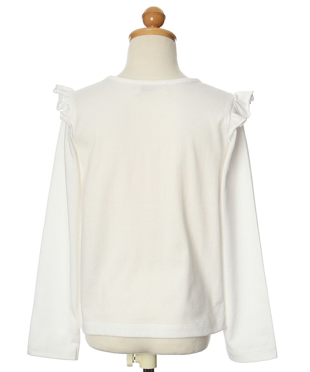 Children's clothing girl 100 % Cotton Girl Print Ribbon & Fluff with T -shirt Off White (11) Torso