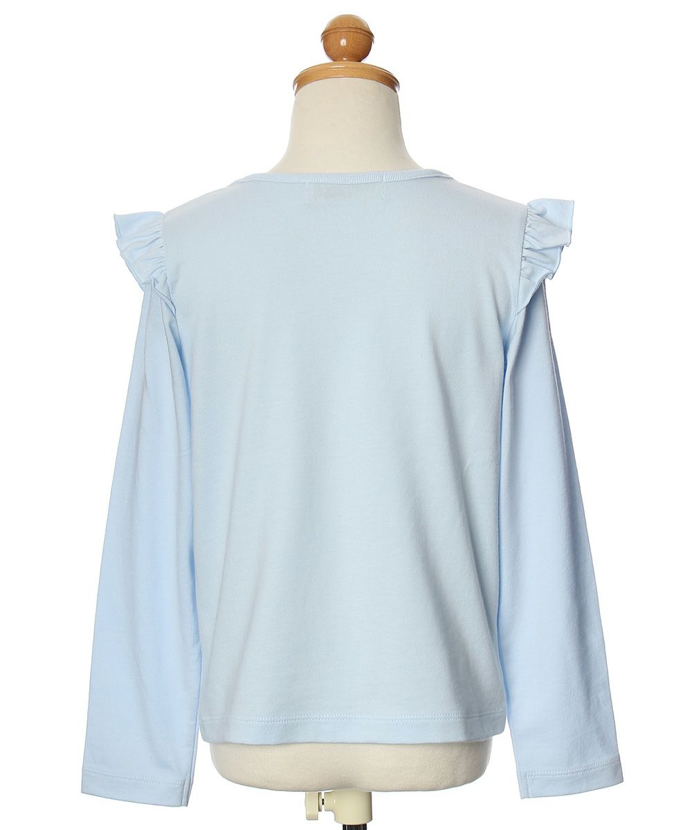 Children's clothing girl 100 % Cotton Girl Print Ribbon & Fluff with T -shirt Blue (61) Torso