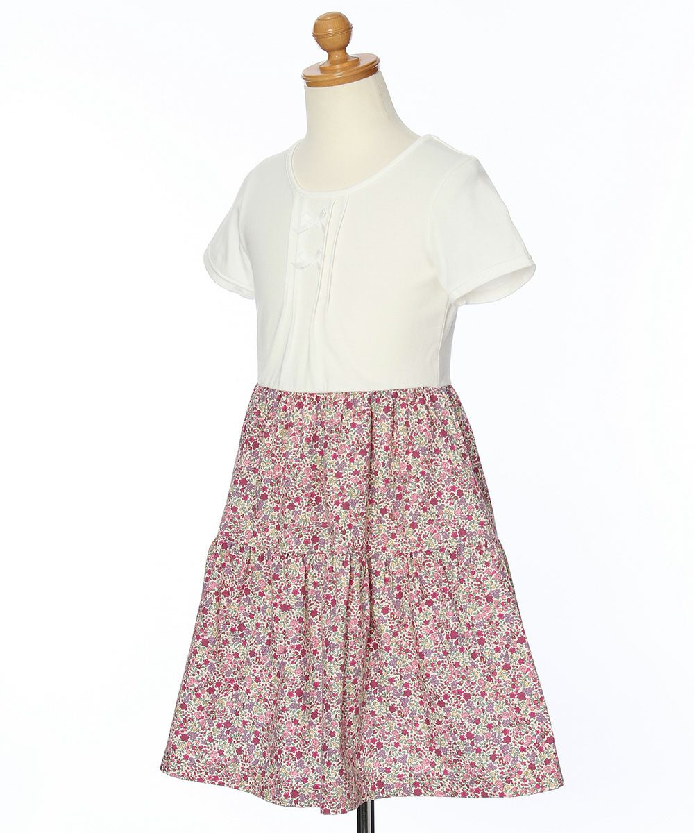 Children's clothing girl 100 % cotton floral docking dress pink (02) torso