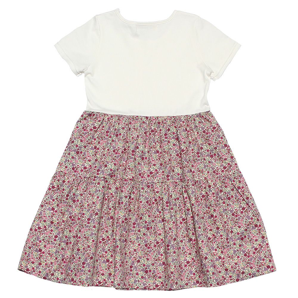 Children's clothing girl 100 % cotton product floral docking dress pink (02) back