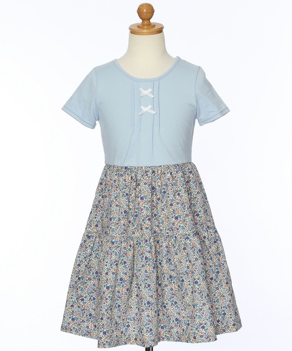 Children's clothing girl 100 % cotton floral docking dress blue (61) torso