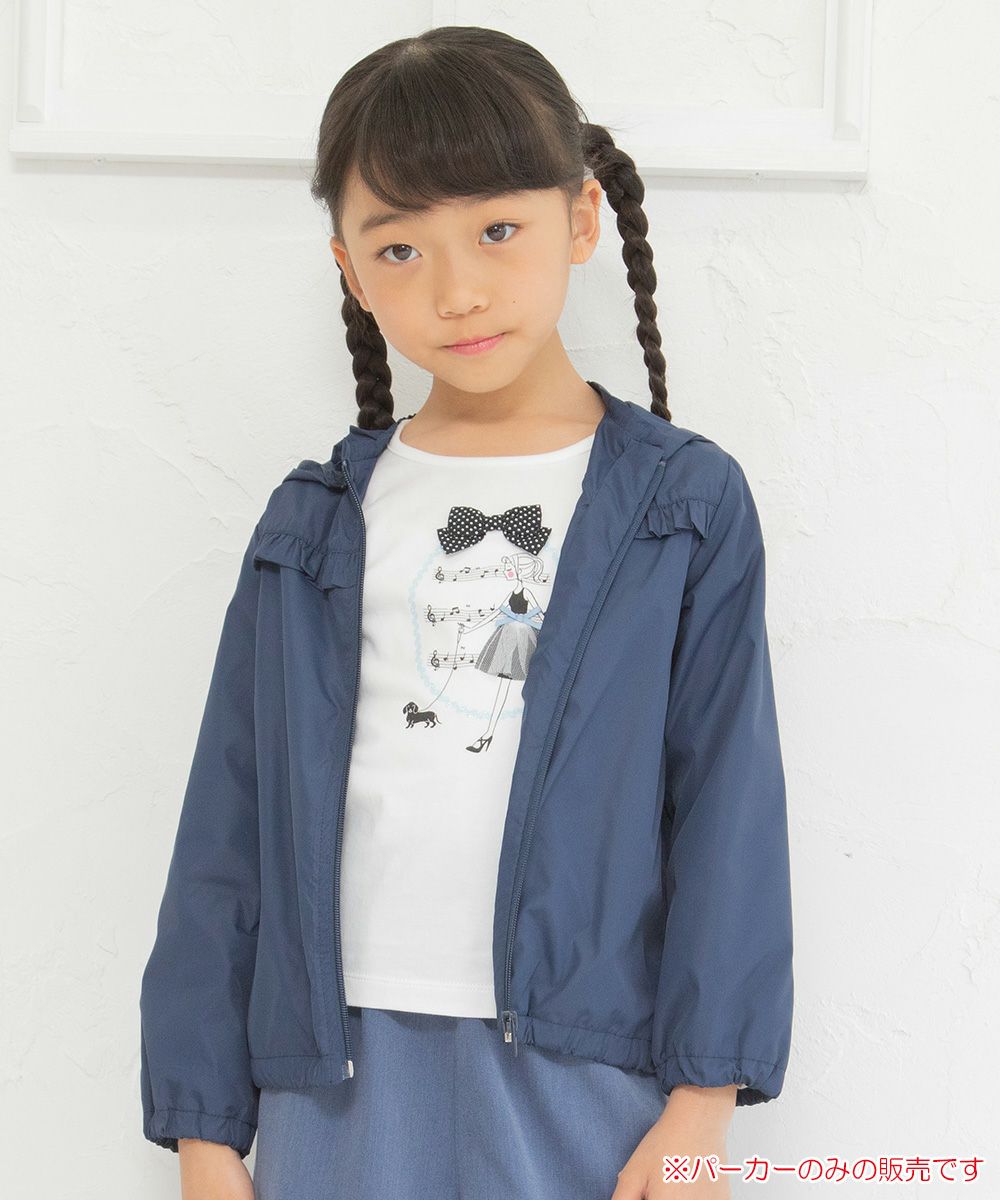 Children's clothing girl removal with hooded zip -up parka jacket navy (06) model image up