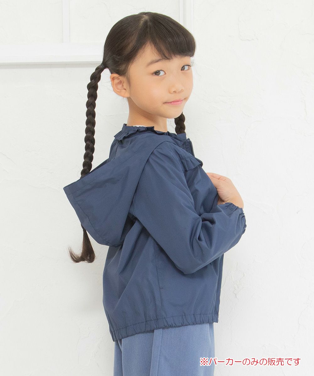 Children's clothing girl removal with hooded zip -up parka jacket navy (06) model image 1