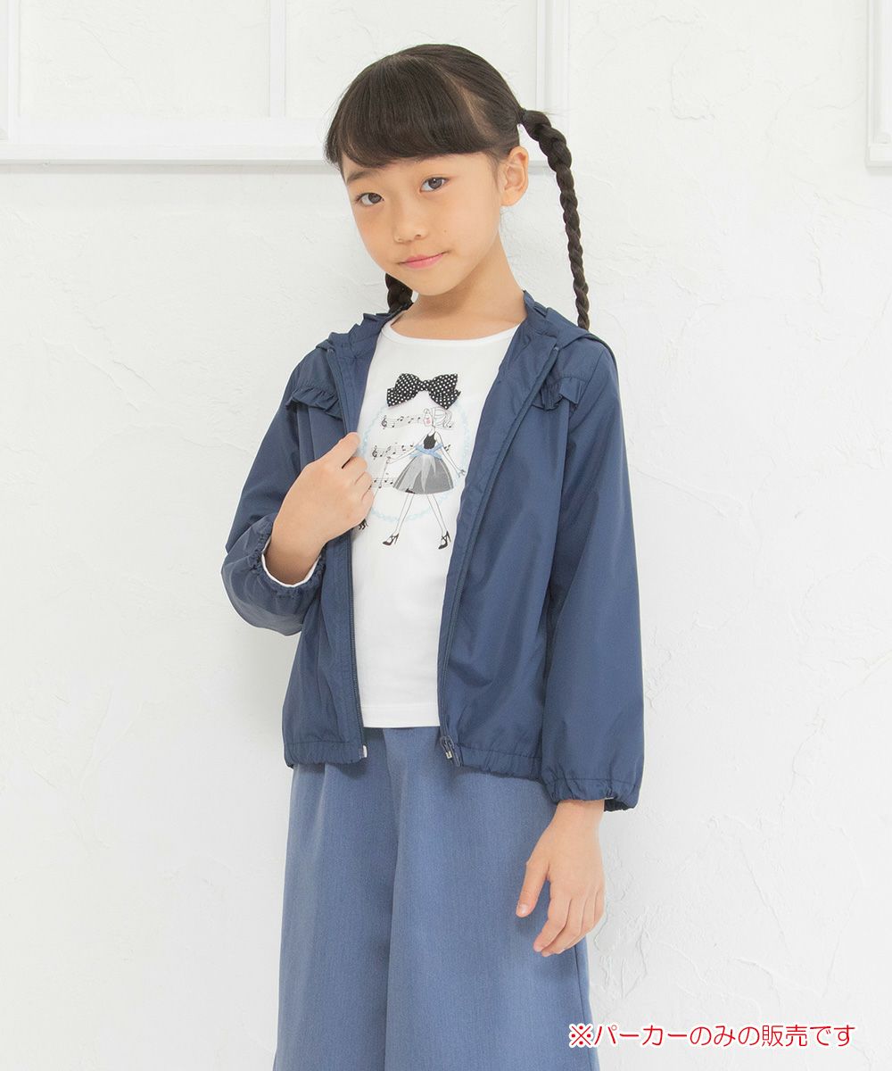 Children's clothing girl removal with hooded zip -up parka jacket navy (06) model image 2