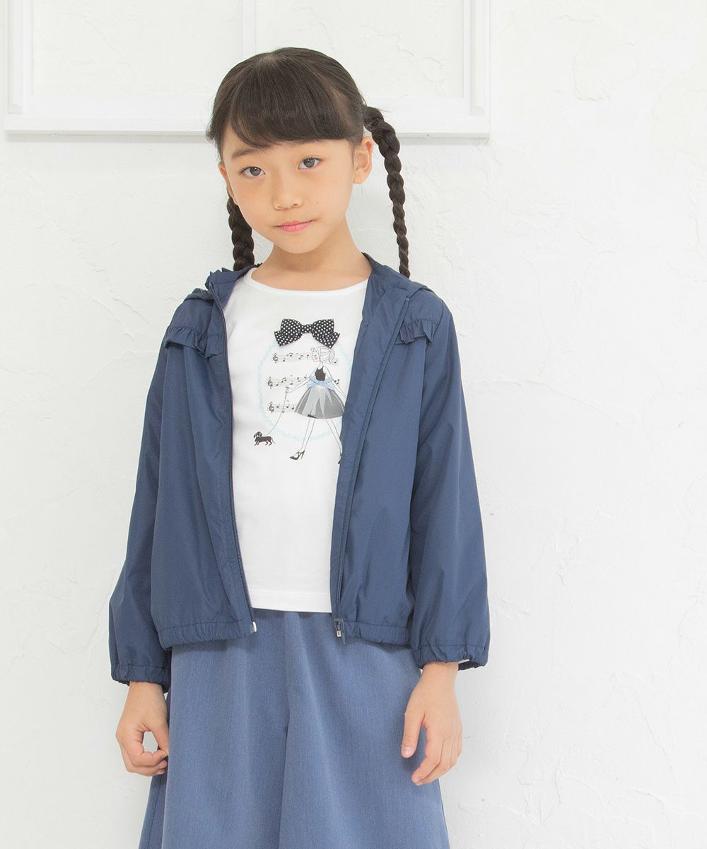 Children's clothing girl removal with hooded zip -up parka jacket navy (06) model image 3
