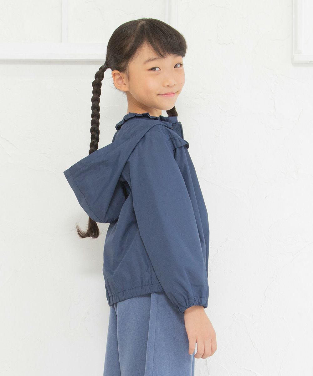 Children's clothing girl removal with hooded zip -up parka jacket navy (06) model image 4