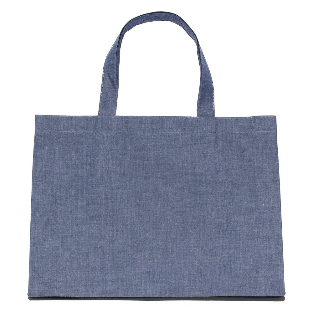 Tote bag with music embroidery ribbon Navy back