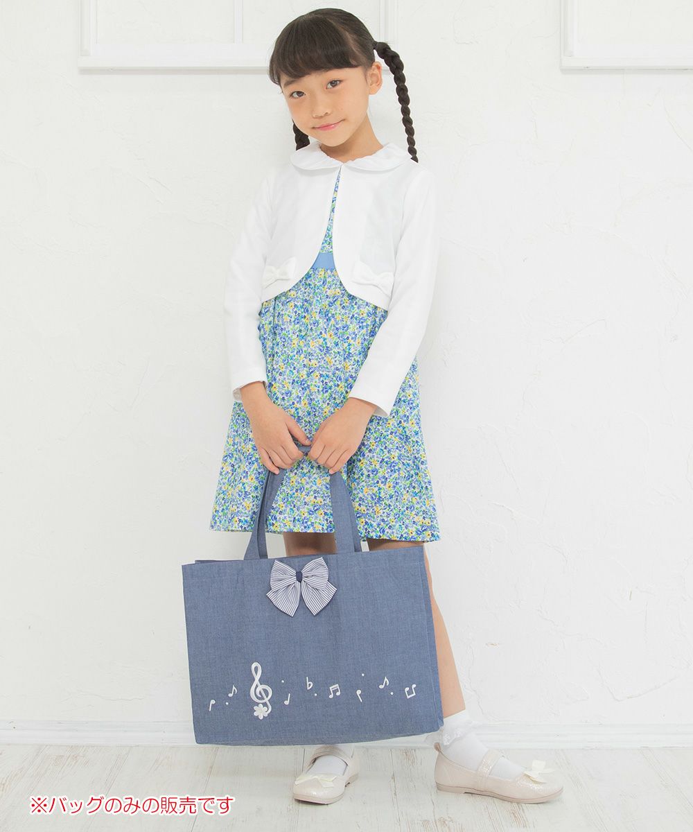 Tote bag with music embroidery ribbon Navy model image 1