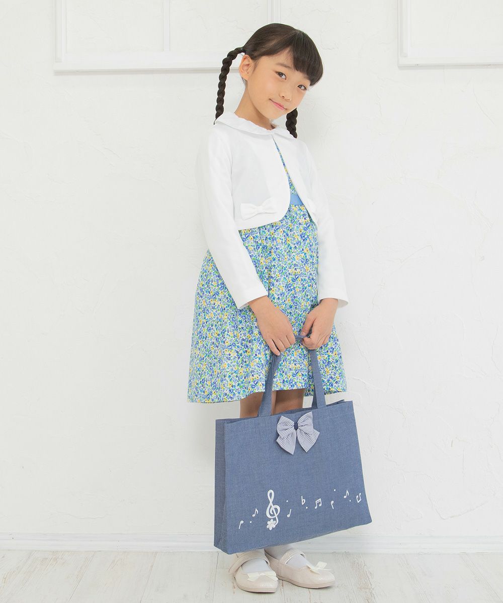 Tote bag with music embroidery ribbon Navy model image 2