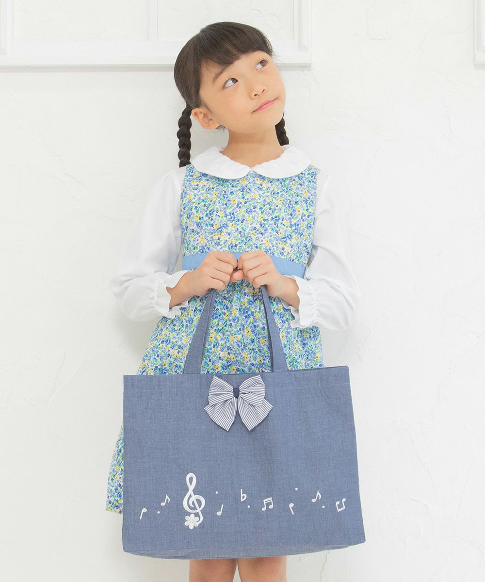 Tote bag with music embroidery ribbon Navy model image 4