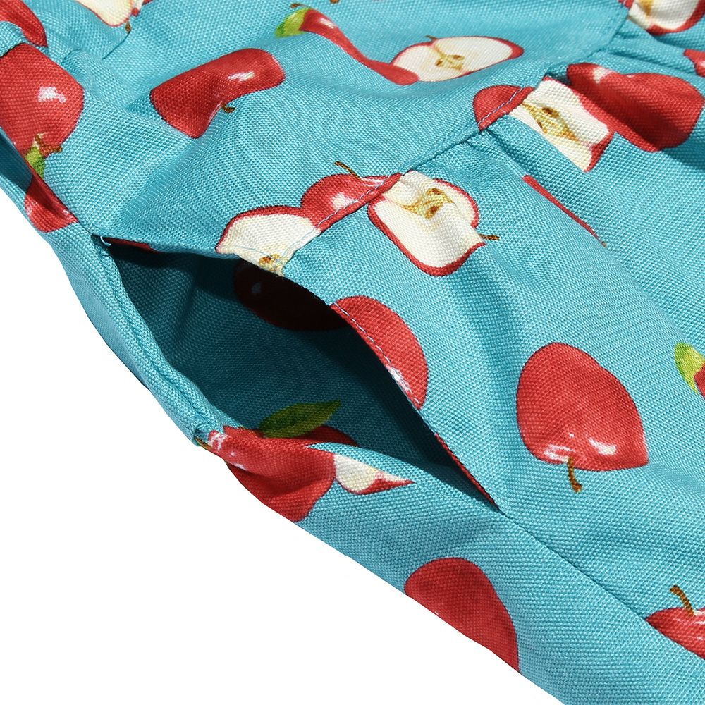 Japanese cotton 100 % apple print fruit print skirt Blue Design point 2