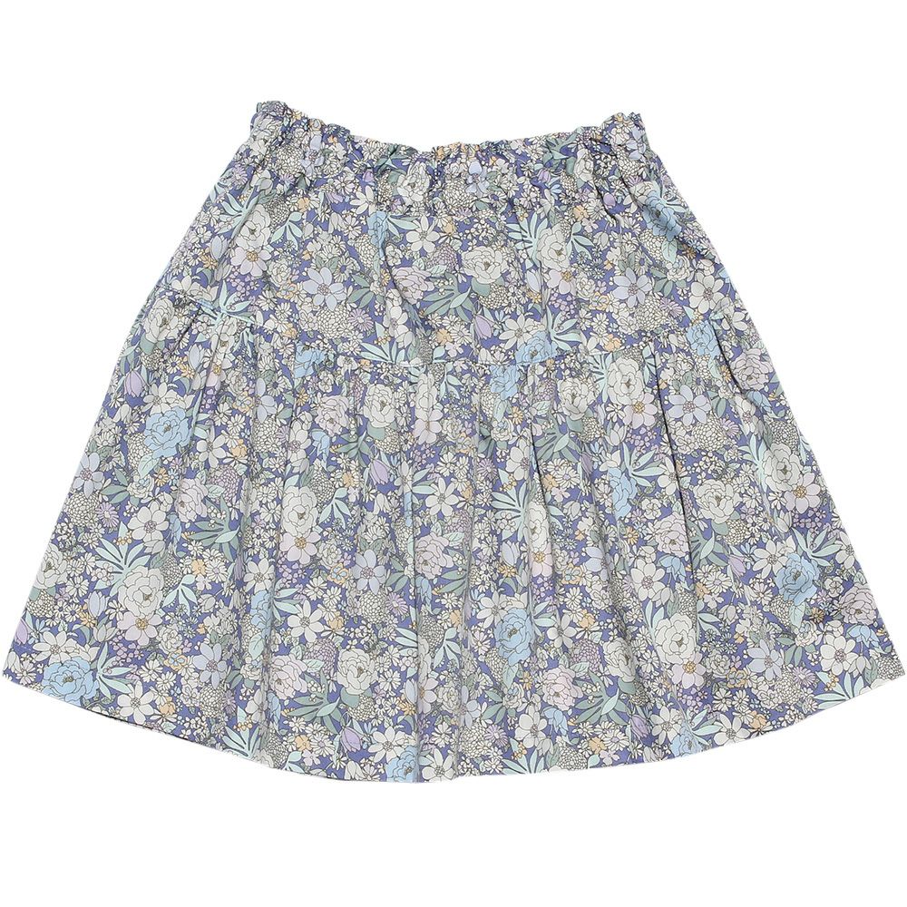 100 % Japanese cotton skirt with floral ribbon Purple back