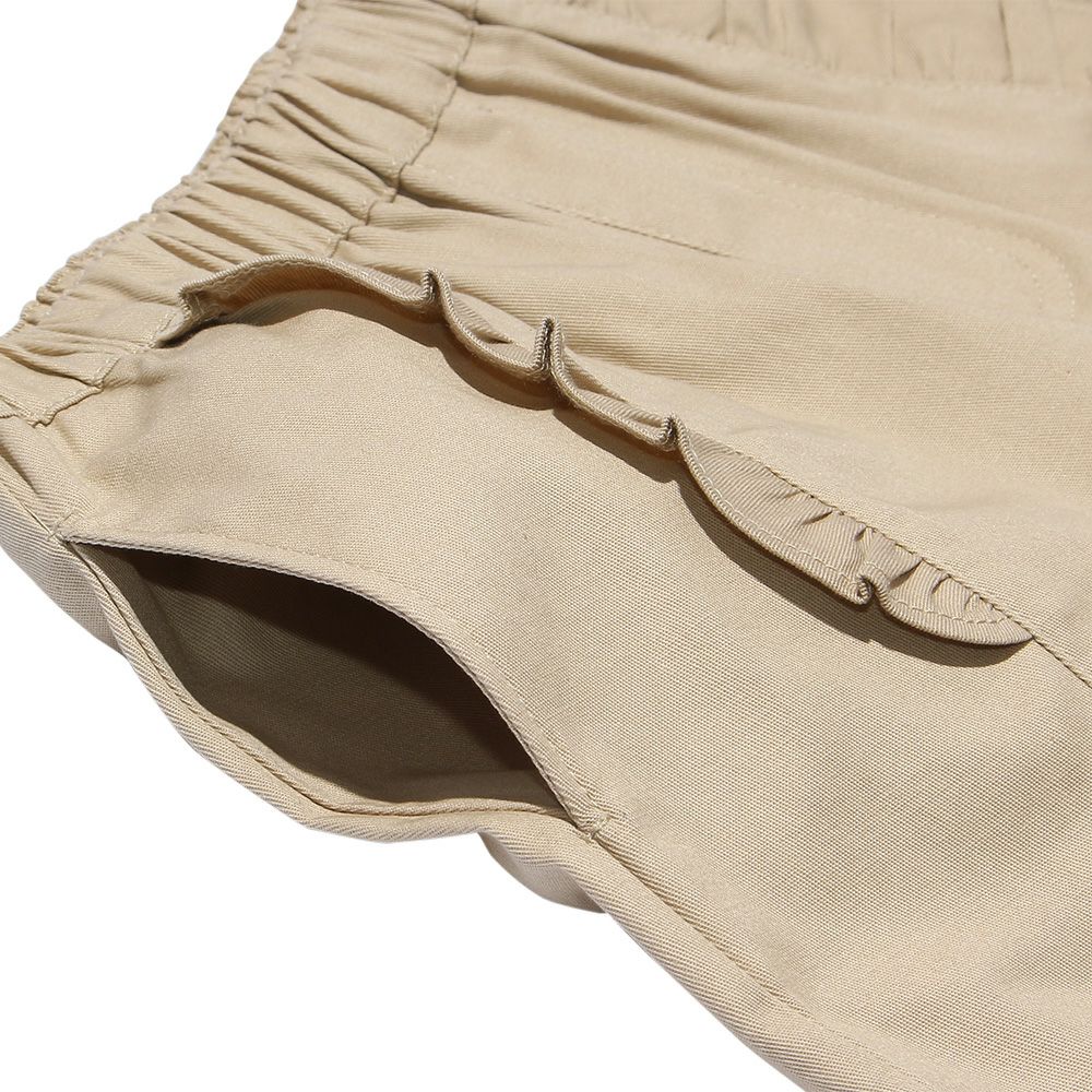 Stretch twill material brill shorts Beige Design point 1