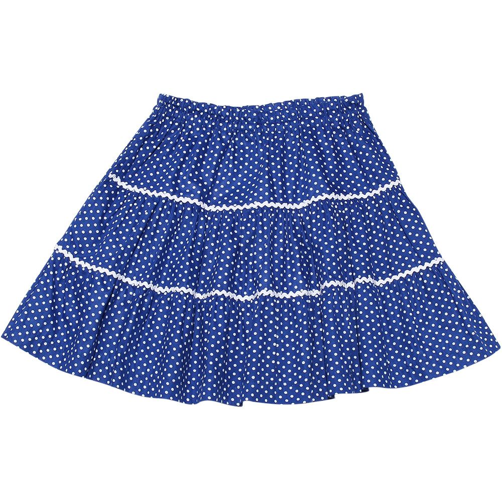 Children's clothing girl 100 % cotton dot pattern lace gather skirt blue (61) front