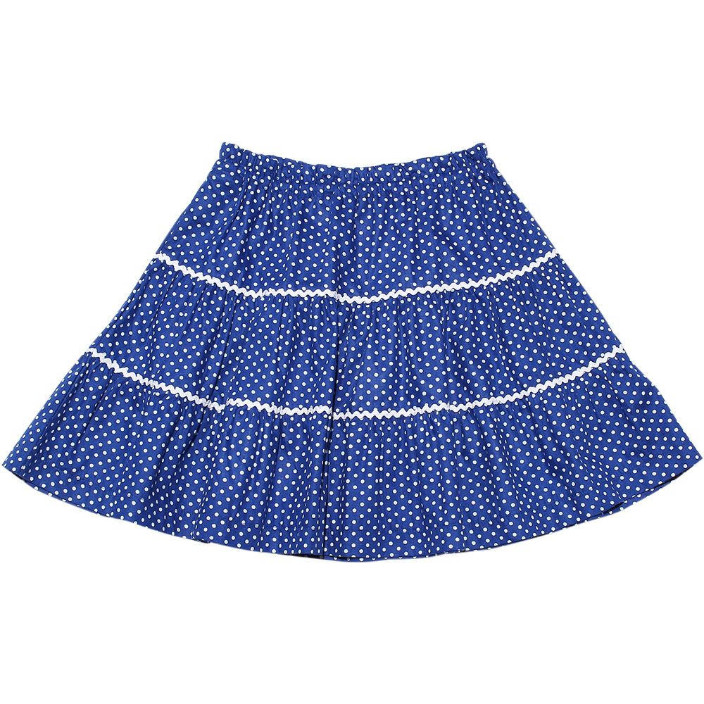 Children's clothing girl 100 % cotton dot pattern lace gather skirt blue (61) back