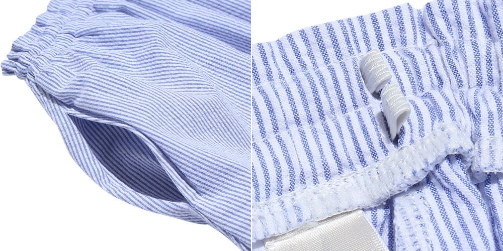 Soccer material stripe pattern note & flower print skirt Blue Design point 2