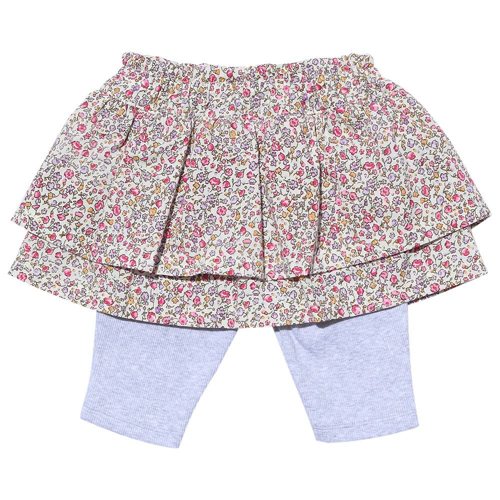 Baby size small floral pattern knee-length scats with ribbons Pink back