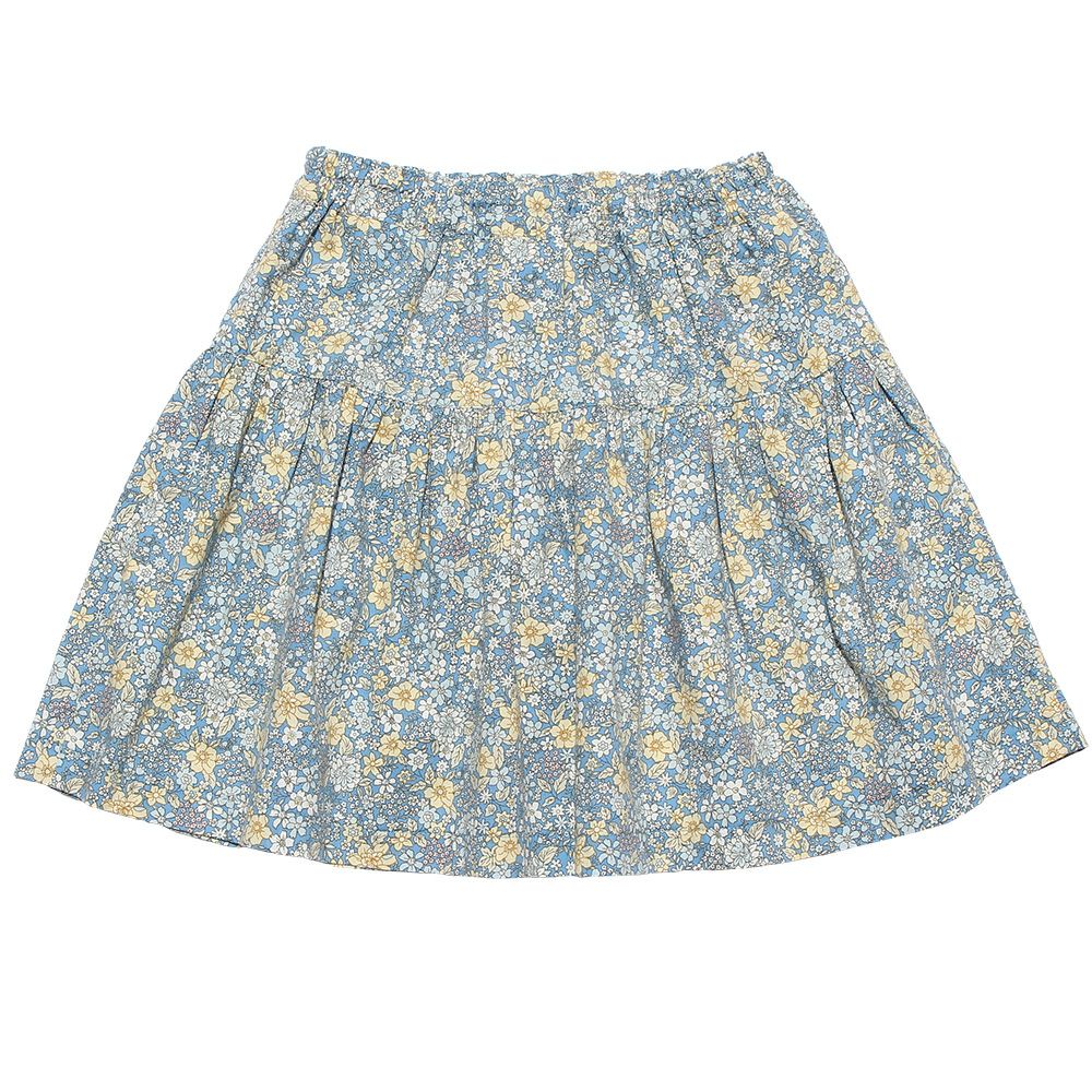 100 % cotton floral gather skirt with ribbon Blue back