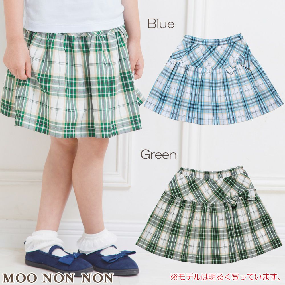 Check pattern ribbon & lining gather skirt  MainImage