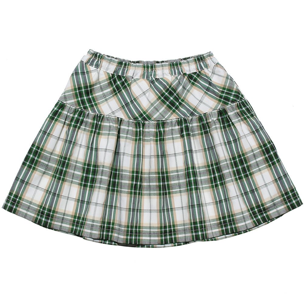 Check pattern ribbon & lining gather skirt Green back