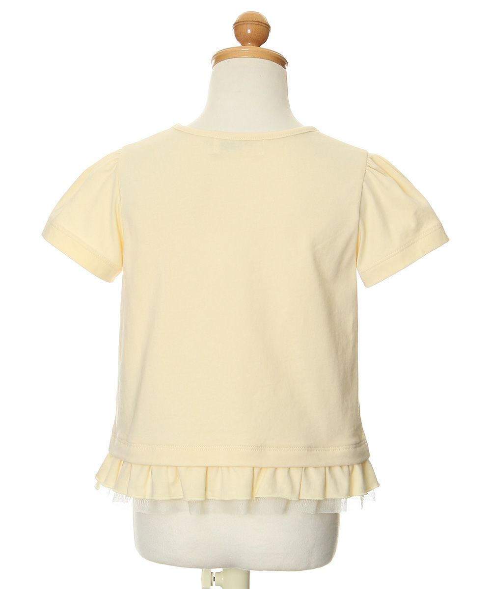 Children's clothing girl 100 % Colorful Ribbon Tulle Frill T -shirt Yellow (04) Torso