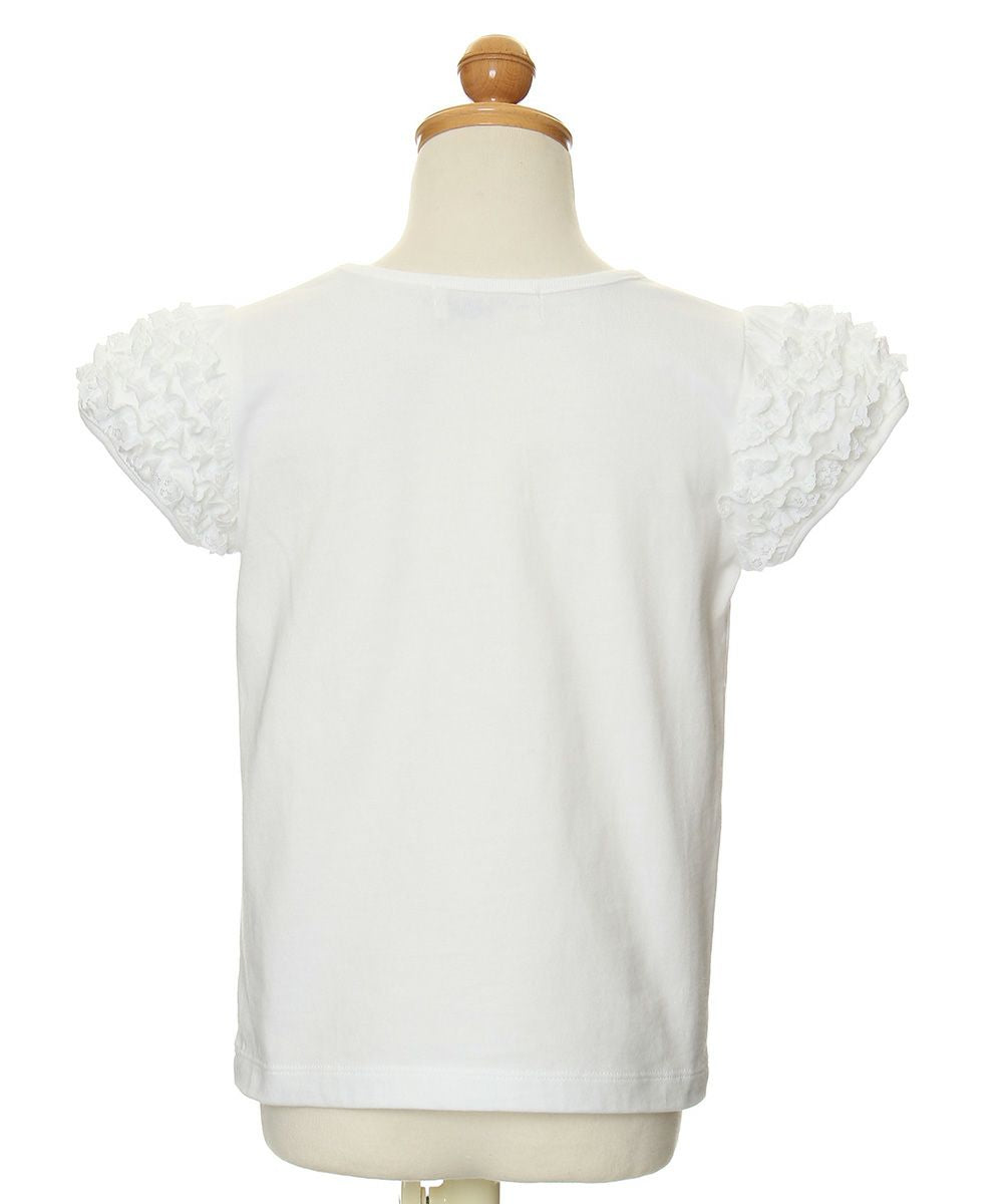 Flower pattern tea cup embroidery T-shirt with frilled sleeves Off White torso