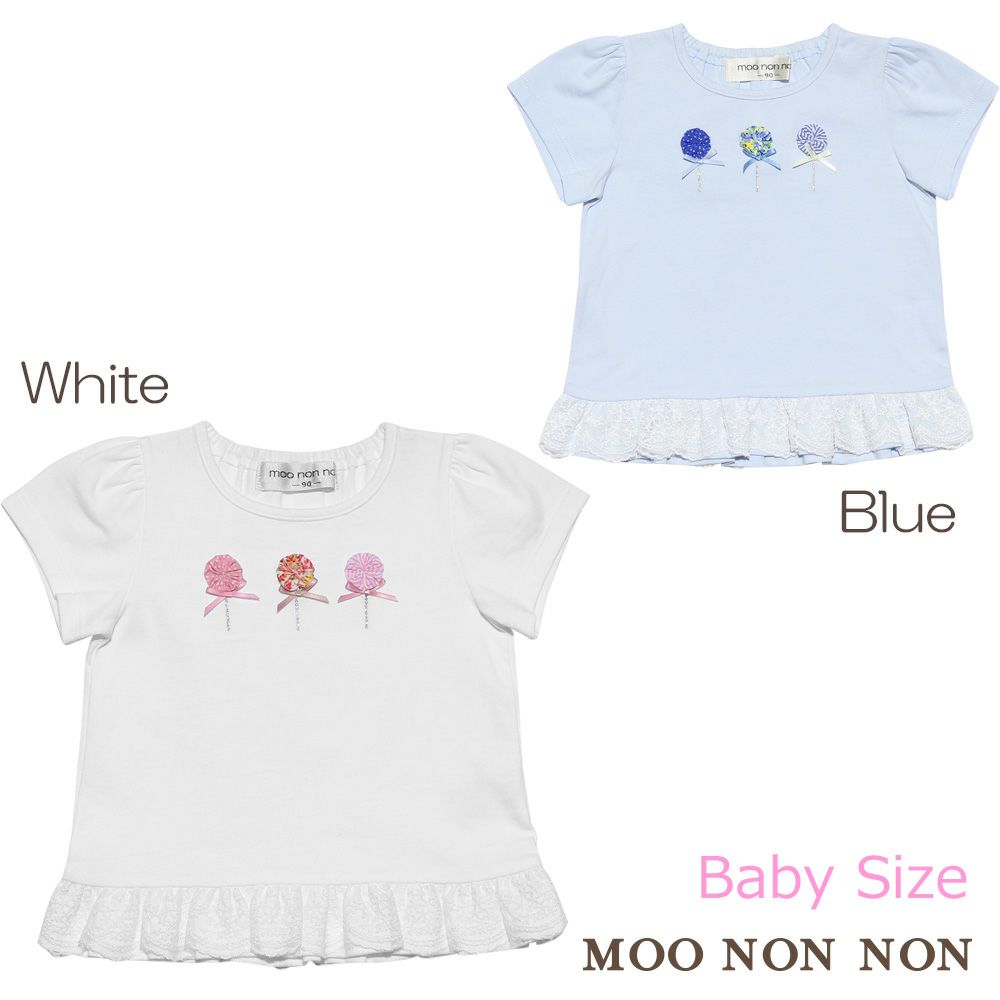 Baby Clothing Girl Baby Size Baby Lace with Flower Motif Lace Frill T -shirt