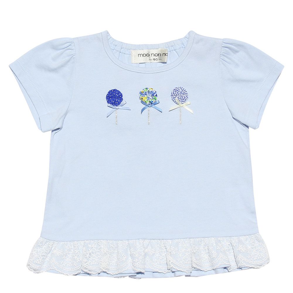 Baby Clothing Girl Baby Size Lace Frill T -shirt Blue (61) front