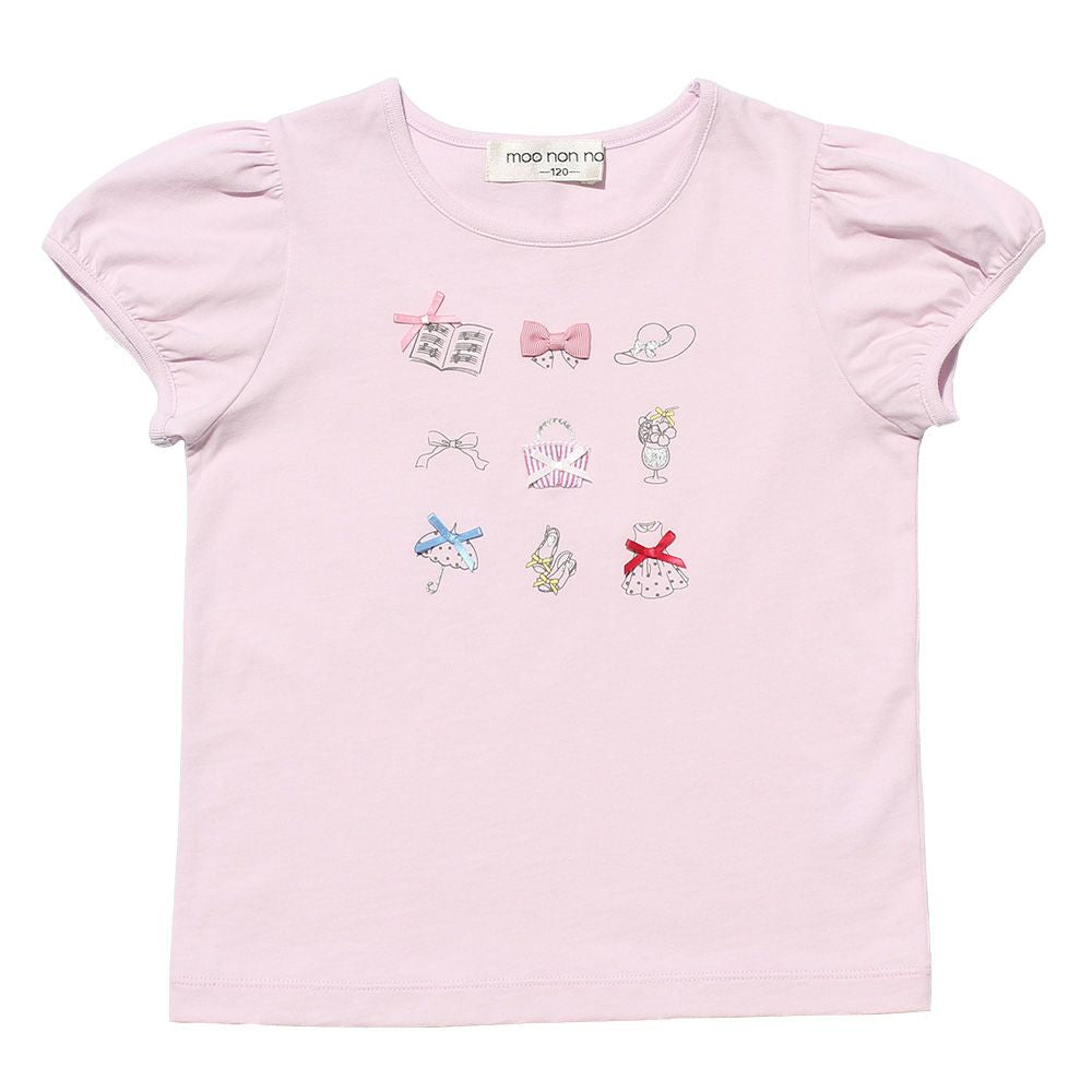 100 % cotton girly items print T -shirt Pink front