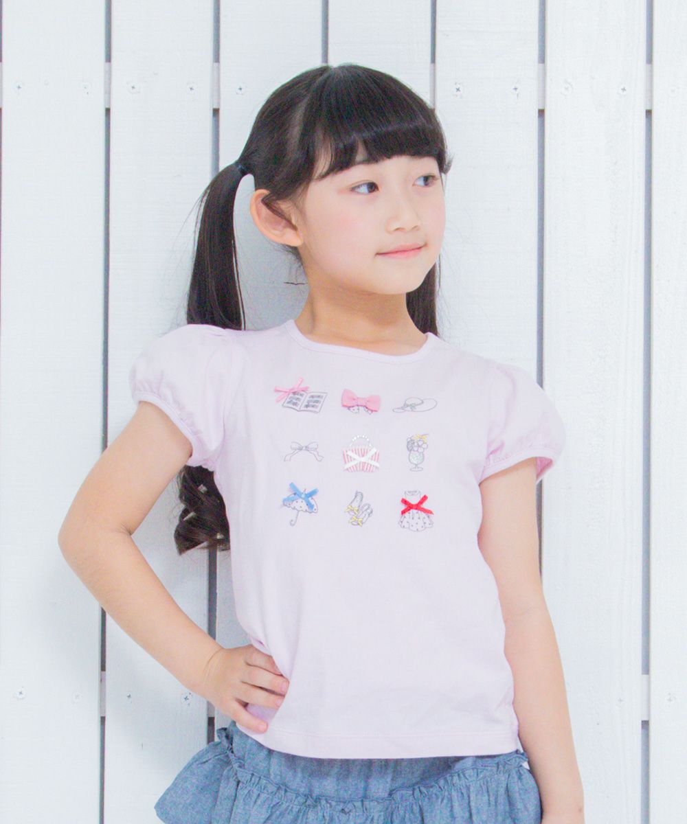 100 % cotton girly items print T -shirt Pink model image 4