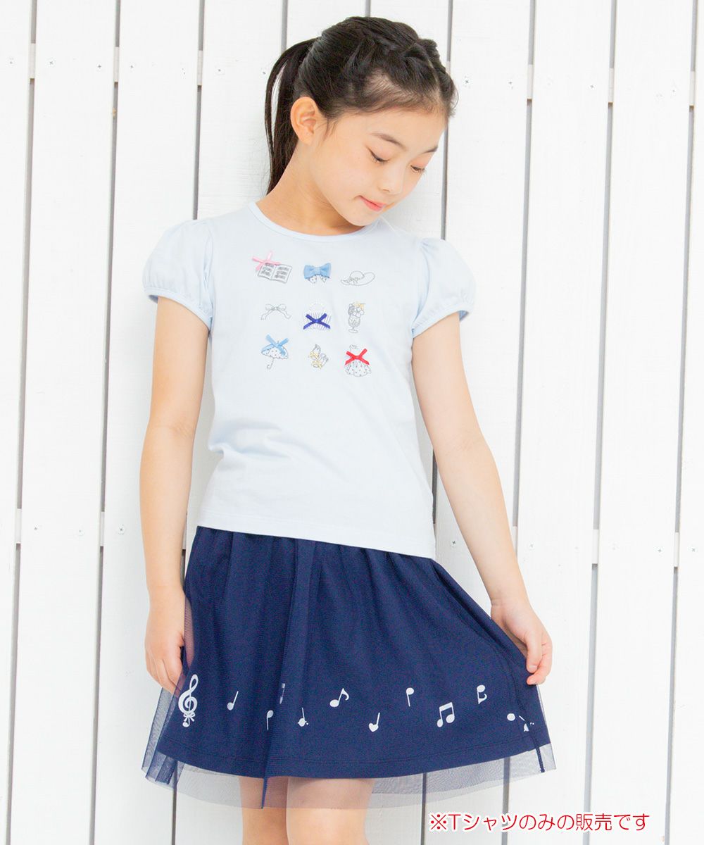 100 % cotton girly items print T -shirt Blue model image 1