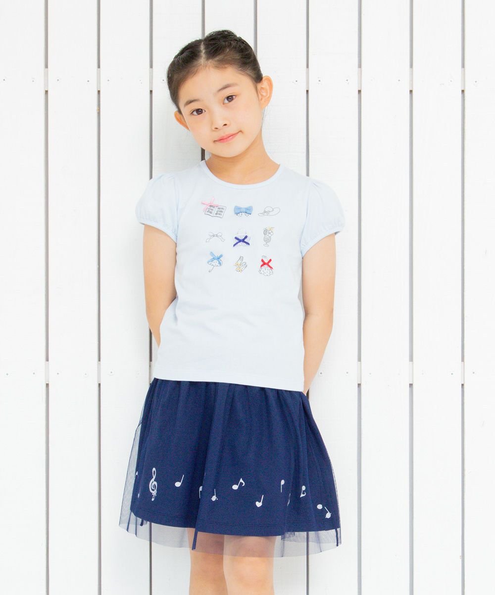 100 % cotton girly items print T -shirt Blue model image 4