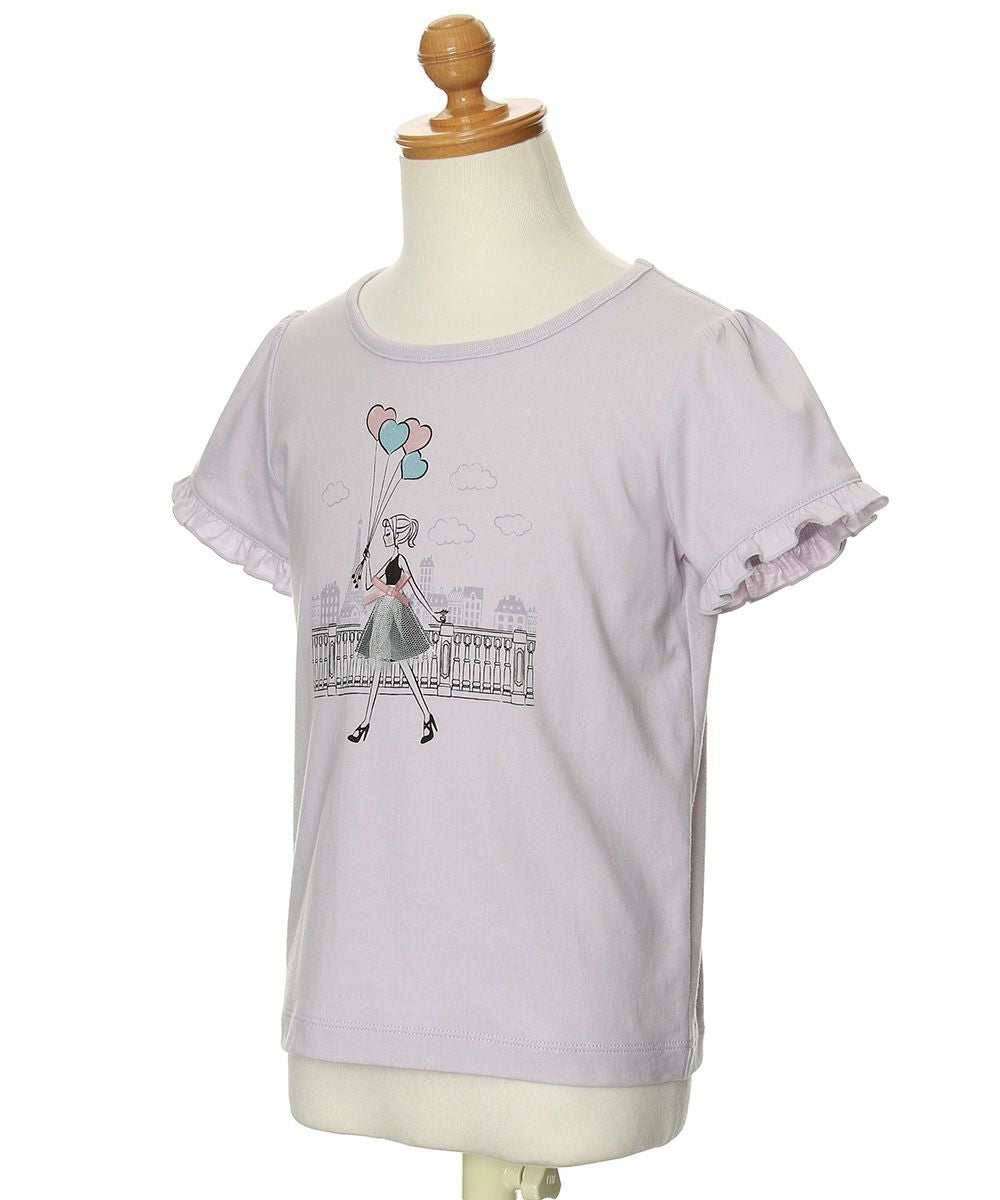 100% cotton girl with balloons print T -shirt Purple torso