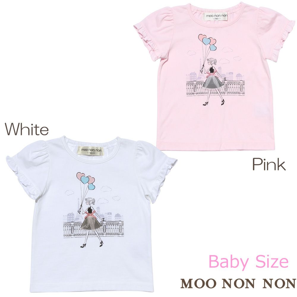 Baby size 100 % cotton girl & balloon print T -shirt  MainImage