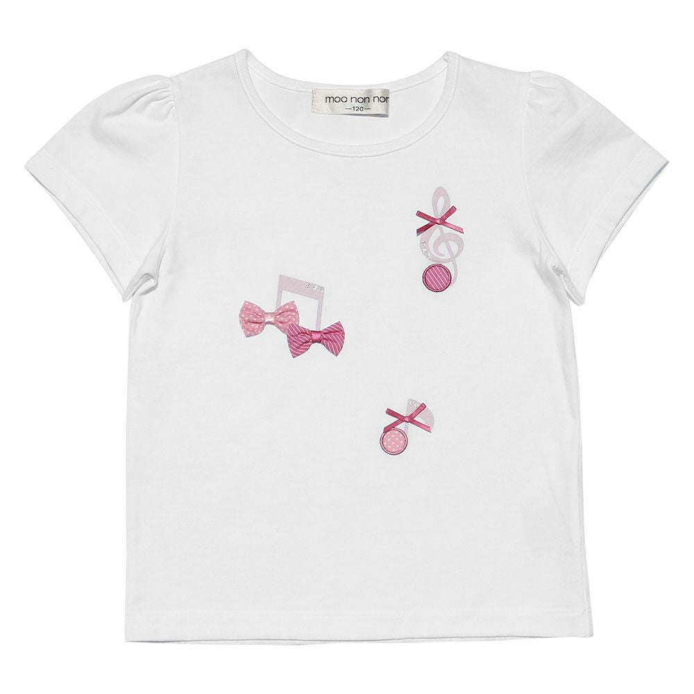 100 %cotton T-shirt with musical note prints and ribbons Off White front