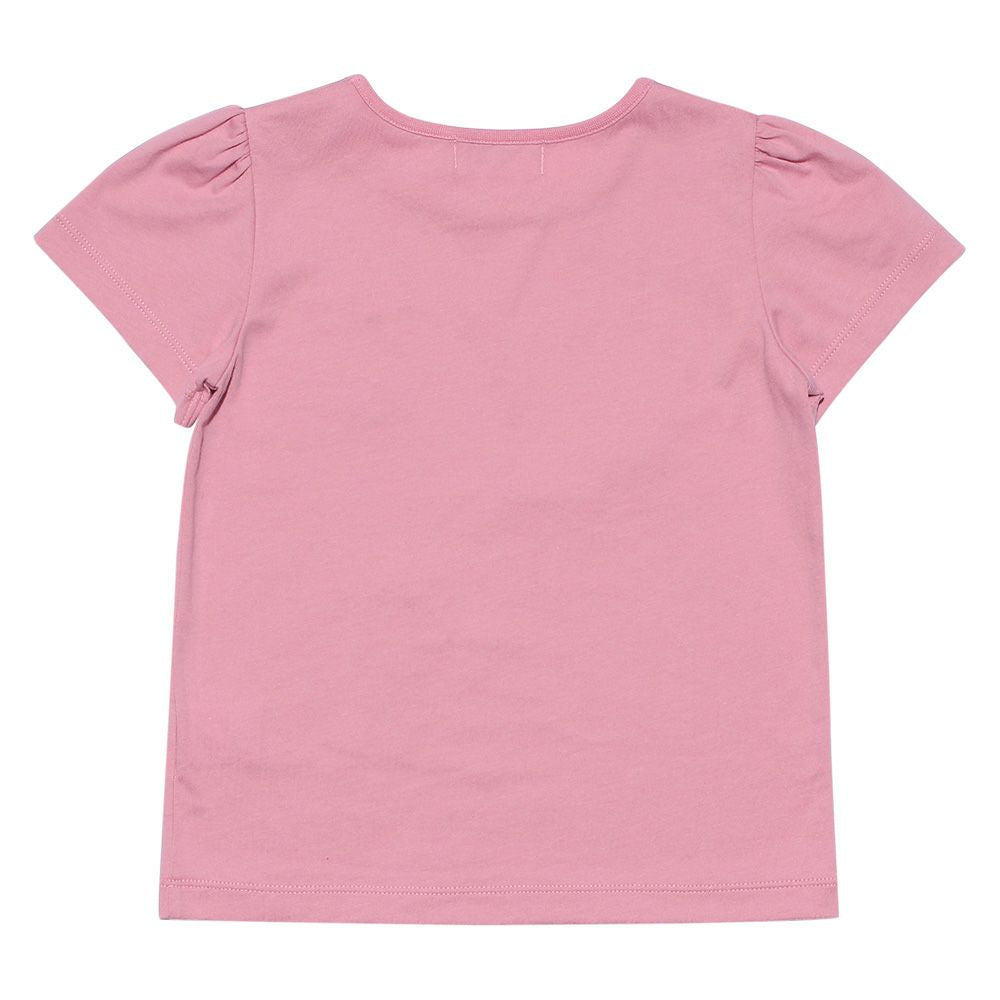 100 %cotton T-shirt with musical note prints and ribbons Shocking Pink back