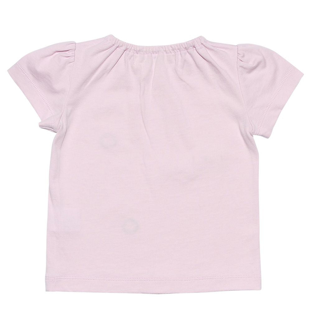 Baby size 100 %cotton T-shirt with musical note prints and ribbons Pink back