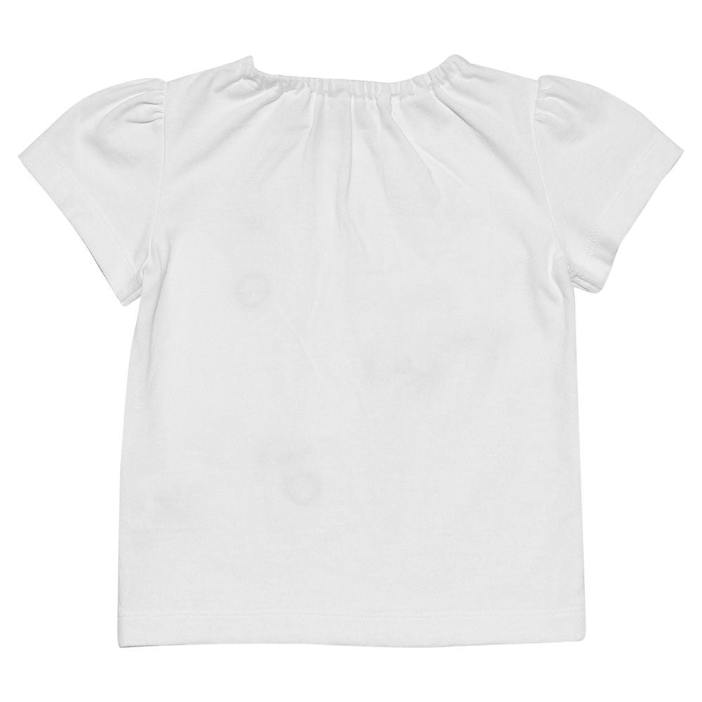 Baby size 100 %cotton T-shirt with musical note prints and ribbons Off White back