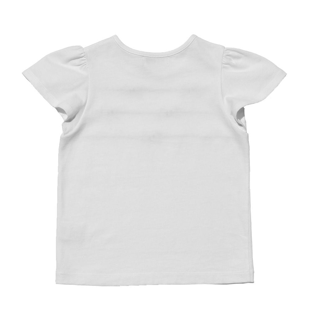 Children's clothing girl 100 % cotton flare sleeve T -shirt off -white (11) back