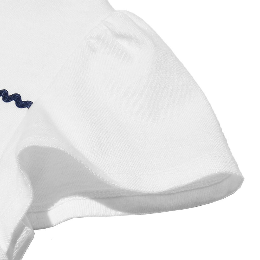 Children's clothing girl 100 % cotton flare sleeve T -shirt off -white (11) Design point 2